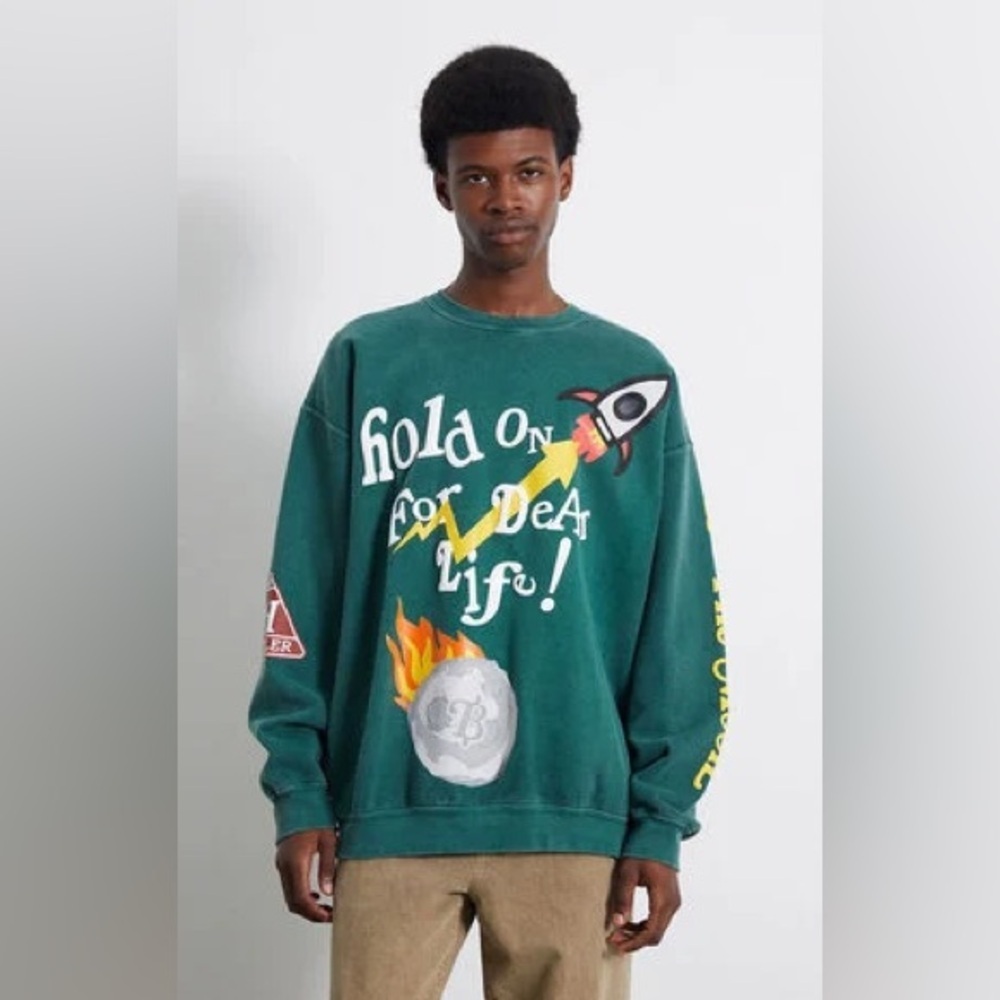 PacSun Hold On For Life Rocket Crew Neck Sweatshirt - Size Small
